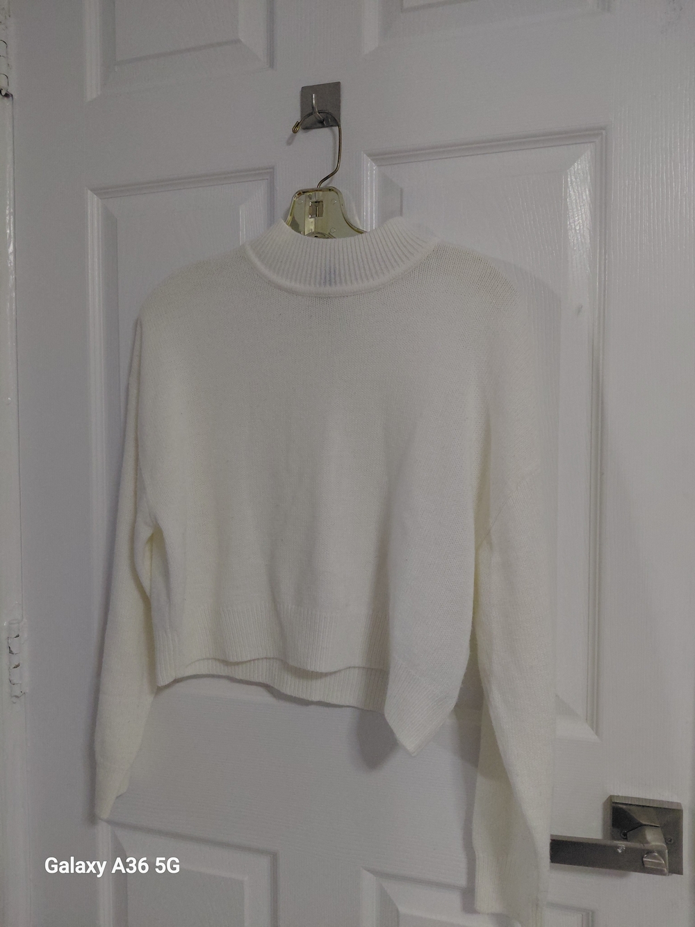 Cream Ribbed Crewneck Sweater - Picture 3 of 3